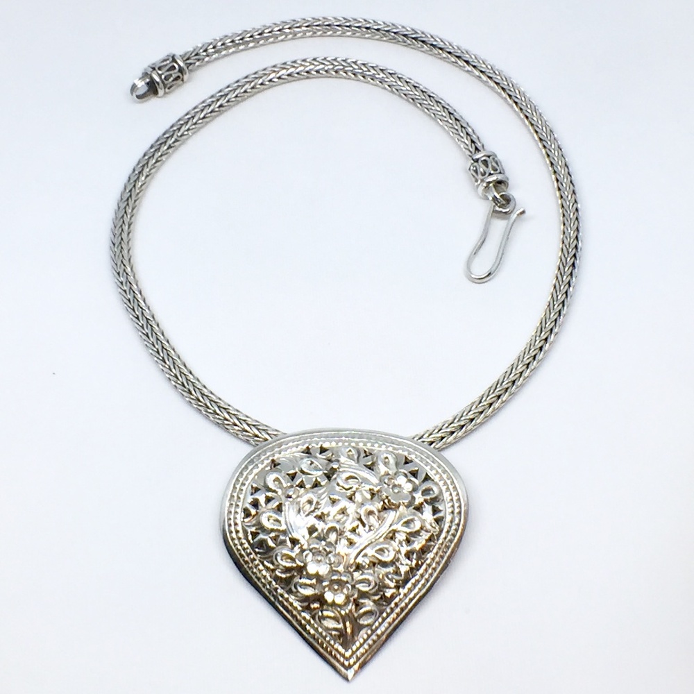 Vintage Sterling Silver Heart Necklace